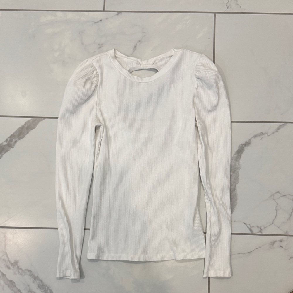 GAP Cut Out Back White Long Sleeve Top